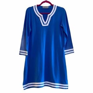 Ava Lynn Blue + White Knit Tunic Dress | Small